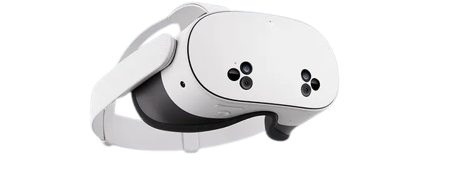 Meta Quest 3S headset, three-quarter view